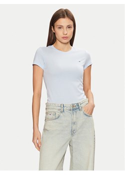 Tommy Jeans T-Shirt DW0DW20459 Błękitny Slim Fit ze sklepu MODIVO w kategorii Bluzki damskie - zdjęcie 182633196