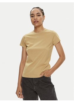 Calvin Klein T-Shirt Nano Logo K20K207212 Beżowy Slim Fit ze sklepu MODIVO w kategorii Bluzki damskie - zdjęcie 182633578