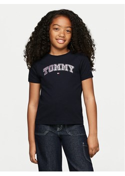 Tommy Hilfiger T-Shirt Varsity KG0KG08064 Granatowy Regular Fit ze sklepu MODIVO w kategorii Bluzki dziewczęce - zdjęcie 182634235