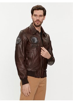 Aeronautica Militare Kurtka skórzana 241PN5039PL147 Brązowy Regular Fit ze sklepu MODIVO w kategorii Kurtki męskie - zdjęcie 182634556