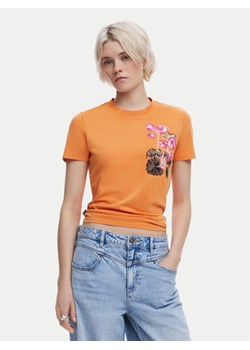Desigual T-Shirt Botanical 25SWTK48 Pomarańczowy Slim Fit ze sklepu MODIVO w kategorii Bluzki damskie - zdjęcie 182635449
