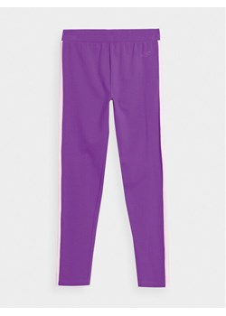 4F Legginsy 4FJAW23TTIGF094 Fioletowy Slim Fit ze sklepu MODIVO w kategorii Spodnie dziewczęce - zdjęcie 182635619