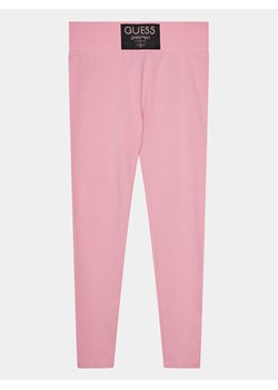 Guess Legginsy J4RB04 J1314 Różowy Slim Fit ze sklepu MODIVO w kategorii Spodnie dziewczęce - zdjęcie 182636227