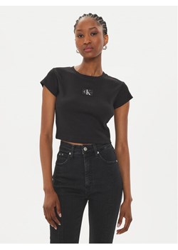 Calvin Klein Jeans T-Shirt Baby J20J223552 Czarny Slim Fit ze sklepu MODIVO w kategorii Bluzki damskie - zdjęcie 182636839