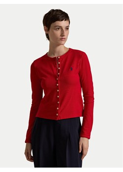 Polo Ralph Lauren Kardigan 211941175006 Czerwony Slim Fit ze sklepu MODIVO w kategorii Swetry damskie - zdjęcie 182636868