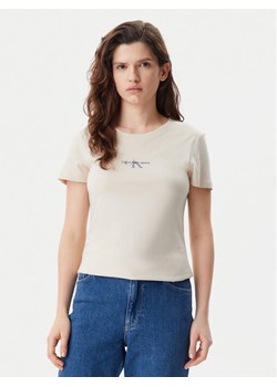 Calvin Klein Jeans T-Shirt Gradient Monologo J20J225252 Beżowy Slim Fit ze sklepu MODIVO w kategorii Bluzki damskie - zdjęcie 182636947