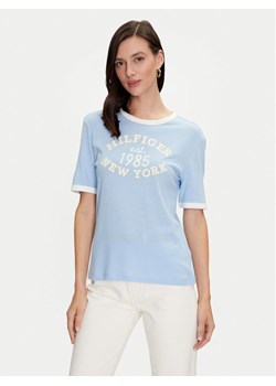 Tommy Hilfiger T-Shirt Varsity Ringer WW0WW42585 Niebieski Regular Fit ze sklepu MODIVO w kategorii Bluzki damskie - zdjęcie 182637105