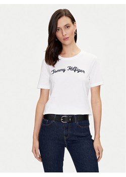 Tommy Hilfiger T-Shirt Script WW0WW42589 Biały Regular Fit ze sklepu MODIVO w kategorii Bluzki damskie - zdjęcie 182638016