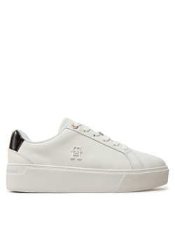 Tommy Hilfiger Sneakersy Th Platform Court Sneaker FW0FW08614 Biały ze sklepu MODIVO w kategorii Buty sportowe damskie - zdjęcie 182639935