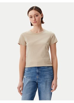 Calvin Klein Jeans T-Shirt Logo J20J225540 Beżowy Regular Fit ze sklepu MODIVO w kategorii Bluzki damskie - zdjęcie 182640169