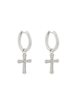 ICED STUFF Kolczyki Sharp Cross Białe złoto ze sklepu MODIVO w kategorii Kolczyki - zdjęcie 182640326