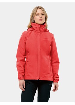 Jack Wolfskin Kurtka przeciwdeszczowa Stormy Point 1111202 Czerwony Regular Fit ze sklepu MODIVO w kategorii Kurtki damskie - zdjęcie 182642499