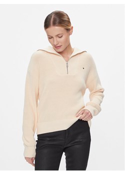 Tommy Hilfiger Sweter Co Cardi Stitch 1/2 Zip Swt WW0WW42420 Żółty Regular Fit ze sklepu MODIVO w kategorii Swetry damskie - zdjęcie 182642846