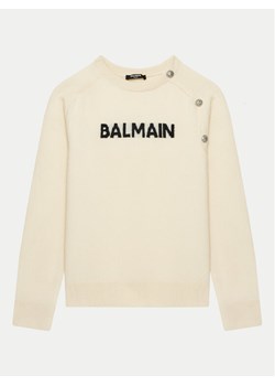 Balmain Sweter BV9B00-Z2409 Écru Regular Fit ze sklepu MODIVO w kategorii Swetry chłopięce - zdjęcie 182643448