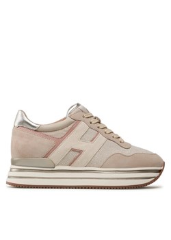 HOGAN Sneakersy HXW4830CB80NUB Beżowy ze sklepu MODIVO w kategorii Buty sportowe damskie - zdjęcie 182643628