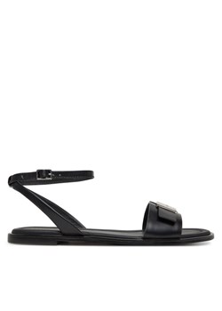 Calvin Klein Sandały Flat Sandal W/Ck Hw - Lth HW0HW02367 Czarny ze sklepu MODIVO w kategorii Sandały damskie - zdjęcie 182644587