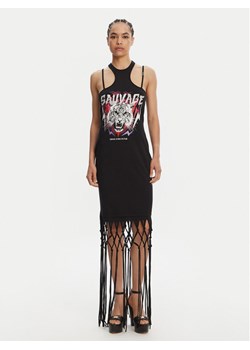 Versace Jeans Couture Sukienka codzienna Logo Fringes 78HAOE01 CJ02E Czarny Regular Fit ze sklepu MODIVO w kategorii Sukienki - zdjęcie 182646075
