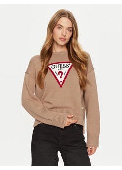 Guess Jeans Sweter W4BR12 Z3HM1 Brązowy Regular Fit - id: 0000304256110 - marki Guess - 182646206 Guess Jeans Sweter W4BR12 Z3HM1 Brązowy Regular Fit ze sklepu MODIVO w kategorii Swetry damskie - zdjęcie 182646206