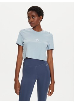 adidas T-Shirt ALL SZN 3-Stripes IY6846 Niebieski Slim Fit ze sklepu MODIVO w kategorii Bluzki damskie - zdjęcie 182647117