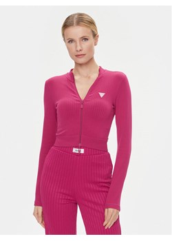 Guess Bluza V4RP01 Z3CC0 Różowy Slim Fit ze sklepu MODIVO w kategorii Bluzy damskie - zdjęcie 182647329