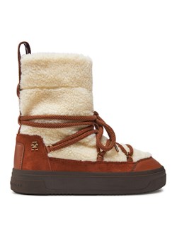 Tommy Hilfiger Śniegowce Lace-Up Faux Shearling Snowboot FW0FW08252 Beżowy ze sklepu MODIVO w kategorii Śniegowce damskie - zdjęcie 182649699