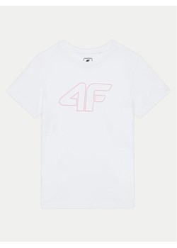 4F T-Shirt 4FJWMM00TTSHF1803 Biały Regular Fit ze sklepu MODIVO w kategorii Bluzki dziewczęce - zdjęcie 182649749