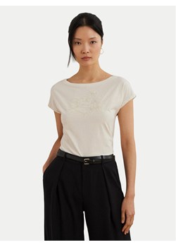 LAUREN RALPH LAUREN T-Shirt 200963933001 Écru Relaxed Fit ze sklepu MODIVO w kategorii Bluzki damskie - zdjęcie 182649808
