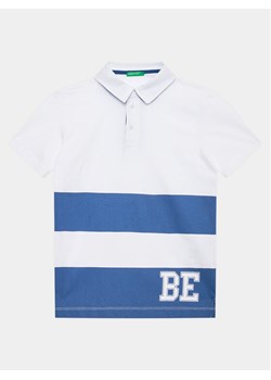 United Colors Of Benetton Polo 3BL0C300W Biały Regular Fit ze sklepu MODIVO w kategorii T-shirty chłopięce - zdjęcie 182650285