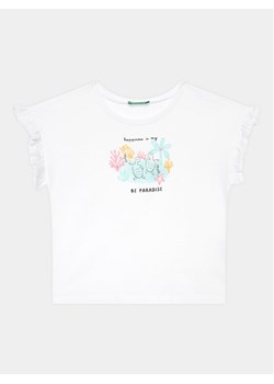 United Colors Of Benetton T-Shirt 3096G1093 Biały Regular Fit ze sklepu MODIVO w kategorii Bluzki dziewczęce - zdjęcie 182651578