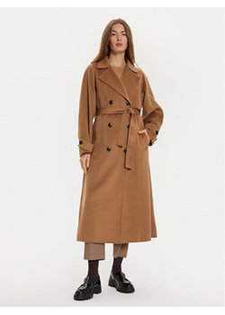 Tommy Hilfiger Płaszcz wełniany WW0WW45919 Brązowy Oversize ze sklepu MODIVO w kategorii Płaszcze damskie - zdjęcie 182652119