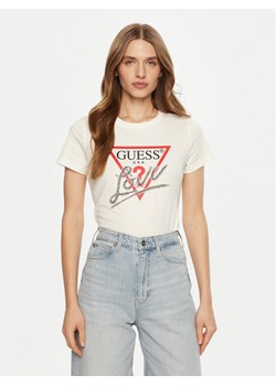 Guess T-Shirt W5RI10 I3Z14 Écru Regular Fit ze sklepu MODIVO w kategorii Bluzki damskie - zdjęcie 182652285