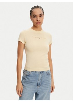 Tommy Jeans T-Shirt Tonal Linear DW0DW20315 Żółty Slim Fit ze sklepu MODIVO w kategorii Bluzki damskie - zdjęcie 182652375