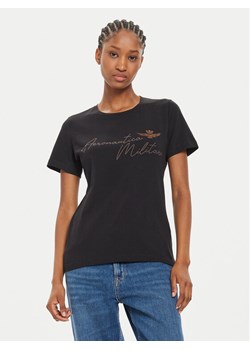 Aeronautica Militare T-Shirt 242TS2354DJ638 Czarny Regular Fit ze sklepu MODIVO w kategorii Bluzki damskie - zdjęcie 182652457