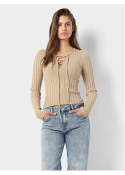Noisy May Bluzka Freya 27028880 Beżowy Slim Fit ze sklepu MODIVO w kategorii Bluzki damskie - zdjęcie 182653556