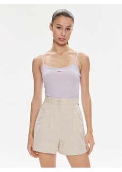 Tommy Jeans Top Essential DW0DW17381 Fioletowy Slim Fit ze sklepu MODIVO w kategorii Bluzki damskie - zdjęcie 182655975