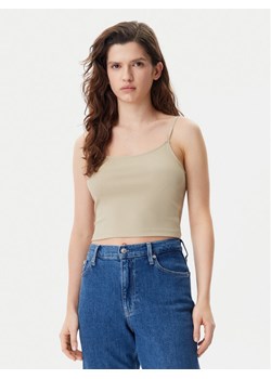 Calvin Klein Jeans Top Logo J20J225312 Beżowy Slim Fit ze sklepu MODIVO w kategorii Bluzki damskie - zdjęcie 182656678