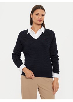 Tommy Hilfiger Sweter WW0WW43093 Granatowy Regular Fit ze sklepu MODIVO w kategorii Swetry damskie - zdjęcie 182656725