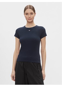 Tommy Jeans T-Shirt Essential DW0DW17383 Granatowy Slim Fit ze sklepu MODIVO w kategorii Bluzki damskie - zdjęcie 182658239