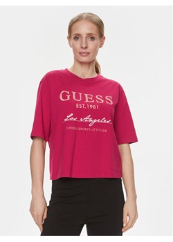 Guess T-Shirt V4RI01 I3Z14 Różowy Boxy Fit ze sklepu MODIVO w kategorii Bluzki damskie - zdjęcie 182658429