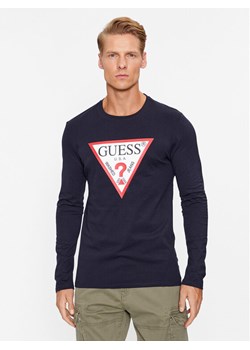 Guess Longsleeve Original Logo M2YI31 I3Z14 Granatowy Slim Fit ze sklepu MODIVO w kategorii T-shirty męskie - zdjęcie 182658696