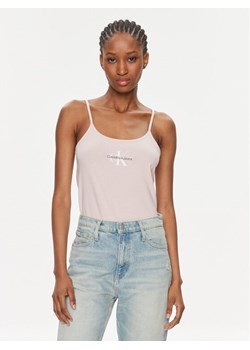 Calvin Klein Jeans Top Monologo Strappy Tank Top J20J223105 Różowy Slim Fit ze sklepu MODIVO w kategorii Bluzki damskie - zdjęcie 182659065