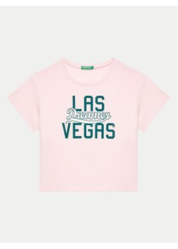 United Colors Of Benetton T-Shirt 3096C10LG Różowy Regular Fit ze sklepu MODIVO w kategorii Bluzki dziewczęce - zdjęcie 182659147