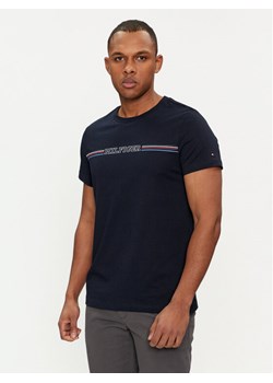 Tommy Hilfiger T-Shirt Stripe Chest MW0MW34428 Granatowy Slim Fit ze sklepu MODIVO w kategorii T-shirty męskie - zdjęcie 182659306