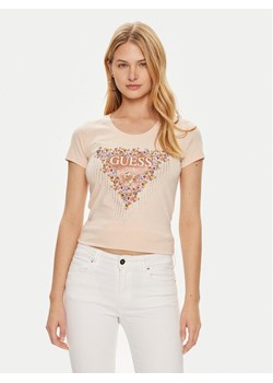 Guess T-Shirt W4YI72 J1314 Różowy Slim Fit ze sklepu MODIVO w kategorii Bluzki damskie - zdjęcie 182660485