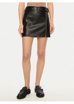 HUGO Spódnica skórzana mini 50533859 Czarny Regular Fit ze sklepu MODIVO w kategorii Spódnice - zdjęcie 182660559