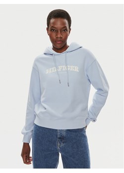 Tommy Hilfiger Bluza Monotype Flock WW0WW41236 Błękitny Relaxed Fit ze sklepu MODIVO w kategorii Bluzy damskie - zdjęcie 182661967