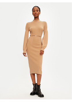 TWINSET Sukienka dzianinowa 242TP3591 Beżowy Slim Fit ze sklepu MODIVO w kategorii Sukienki - zdjęcie 182662237