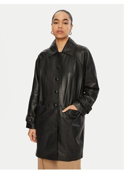 Luisa Spagnoli Kurtka skórzana Superbo 541221 Czarny Loose Fit ze sklepu MODIVO w kategorii Kurtki damskie - zdjęcie 182663205