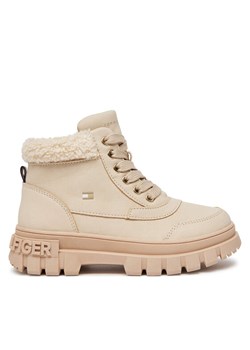 Tommy Hilfiger Trapery Lace-Up Bootie T1A5-33597-1628 S Beżowy ze sklepu MODIVO w kategorii Buty zimowe dziecięce - zdjęcie 182664267