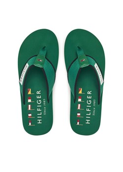 Tommy Hilfiger Japonki Patch Hilfiger Beach Sandal FM0FM05435 Zielony ze sklepu MODIVO w kategorii Klapki męskie - zdjęcie 182664278
